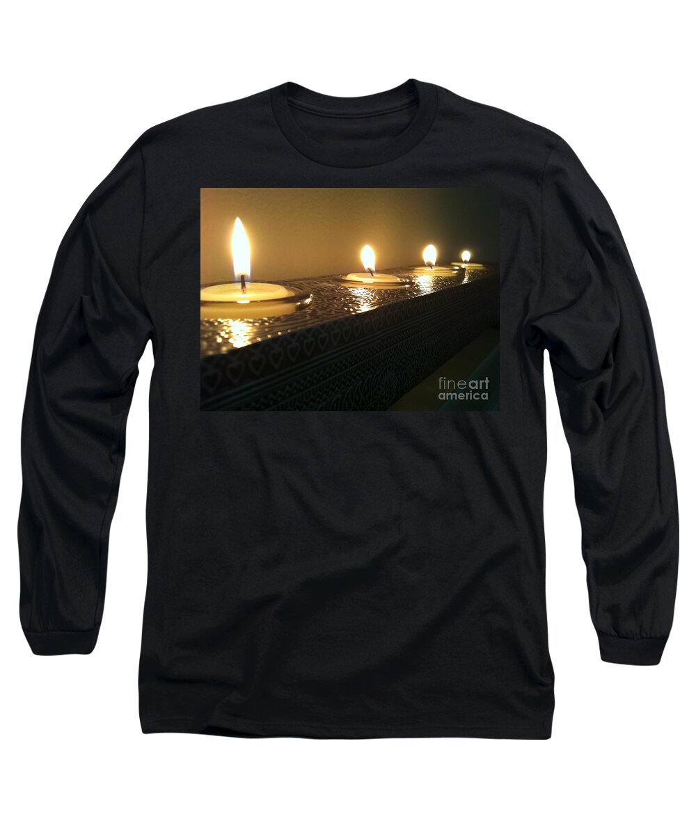 Candles Long Sleeve T-Shirt featuring the photograph Reflection by Vonda Lawson-Rosa