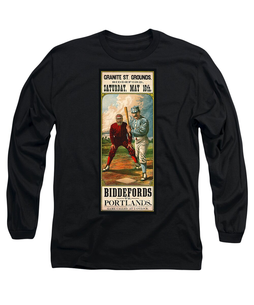Retro Baseball Game Ad 1885b Long Sleeve T-Shirt featuring the photograph Retro Baseball Game Ad 1885 b by Padre Art