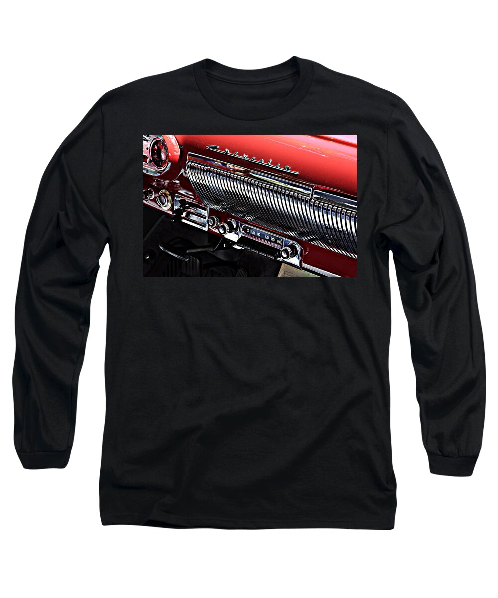 Rock Around The Clock Long Sleeve T-Shirt featuring the photograph Rock Around The Clock -- 1964 Bel Air Radio in Golden State Classics Car Show, California by Darin Volpe