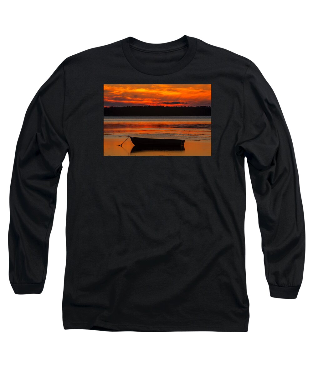 Rowboat Long Sleeve T-Shirt featuring the photograph Rowboat At Nightfall by Irwin Barrett