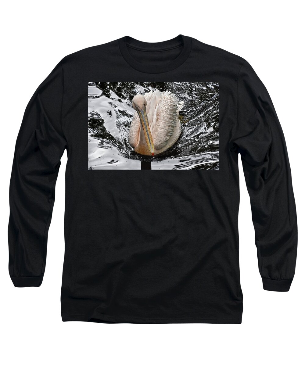 Eastern White Pelican Long Sleeve T-Shirt featuring the photograph Sailing along by Kuni Photography