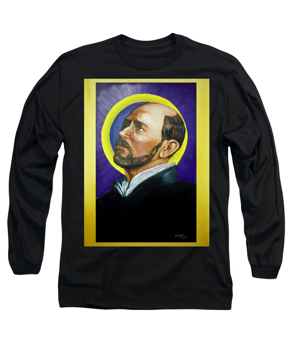 Saint Long Sleeve T-Shirt featuring the painting Saint Ignatius Loyola by Bryan Bustard
