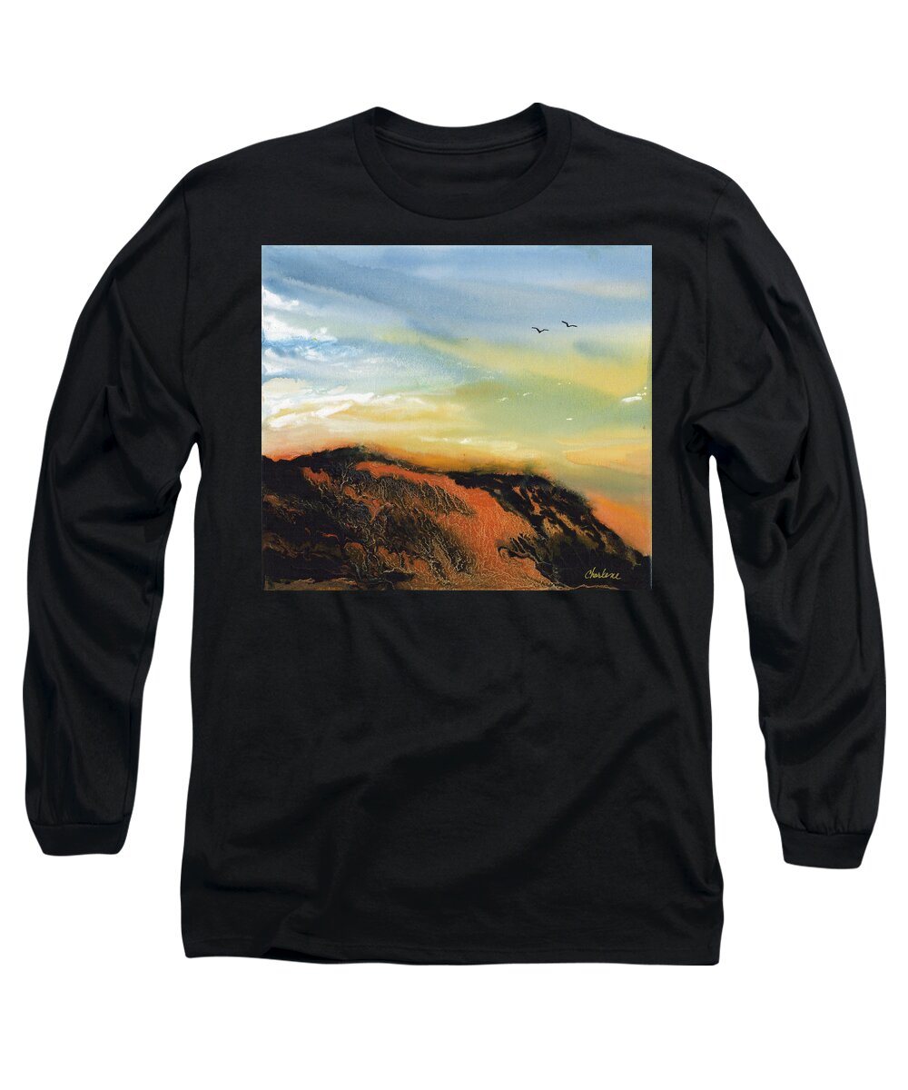 Landscape Long Sleeve T-Shirt featuring the painting Sand Dune Overlook by Charlene Fuhrman-Schulz