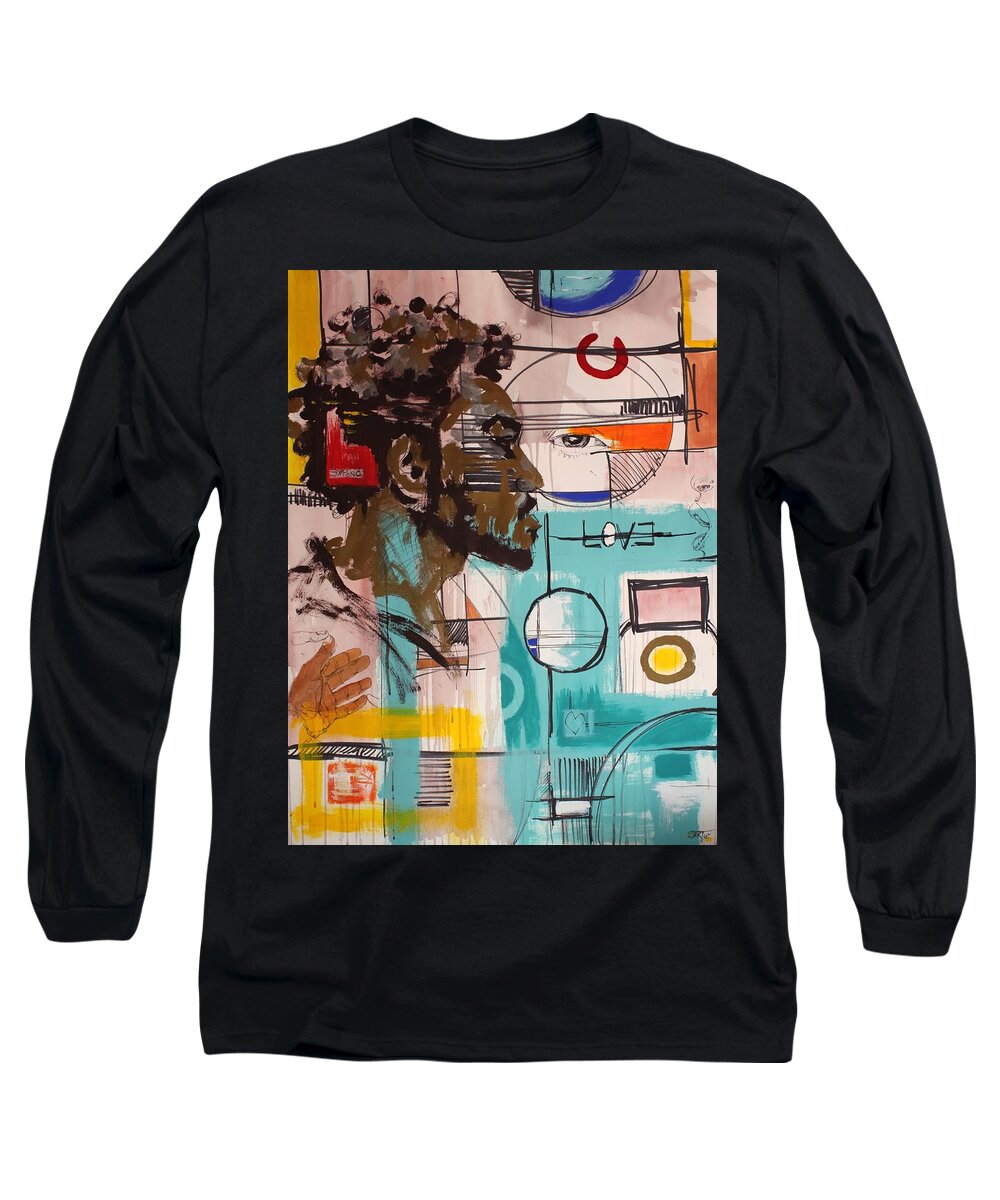 Abstract Long Sleeve T-Shirt featuring the mixed media Sentient Moments by Aort Reed