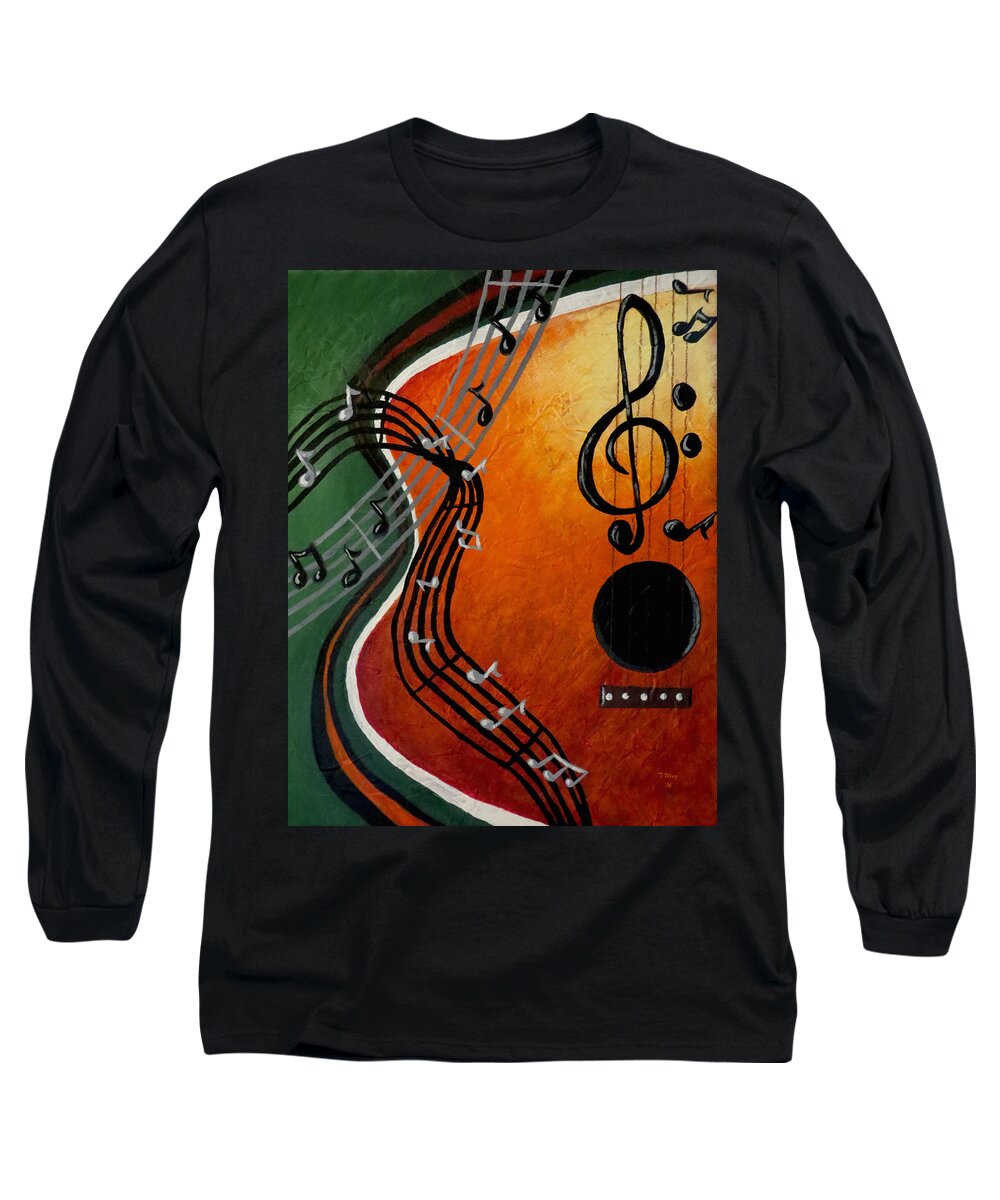 Acoustic Long Sleeve T-Shirt featuring the painting Serenade by Teresa Wing