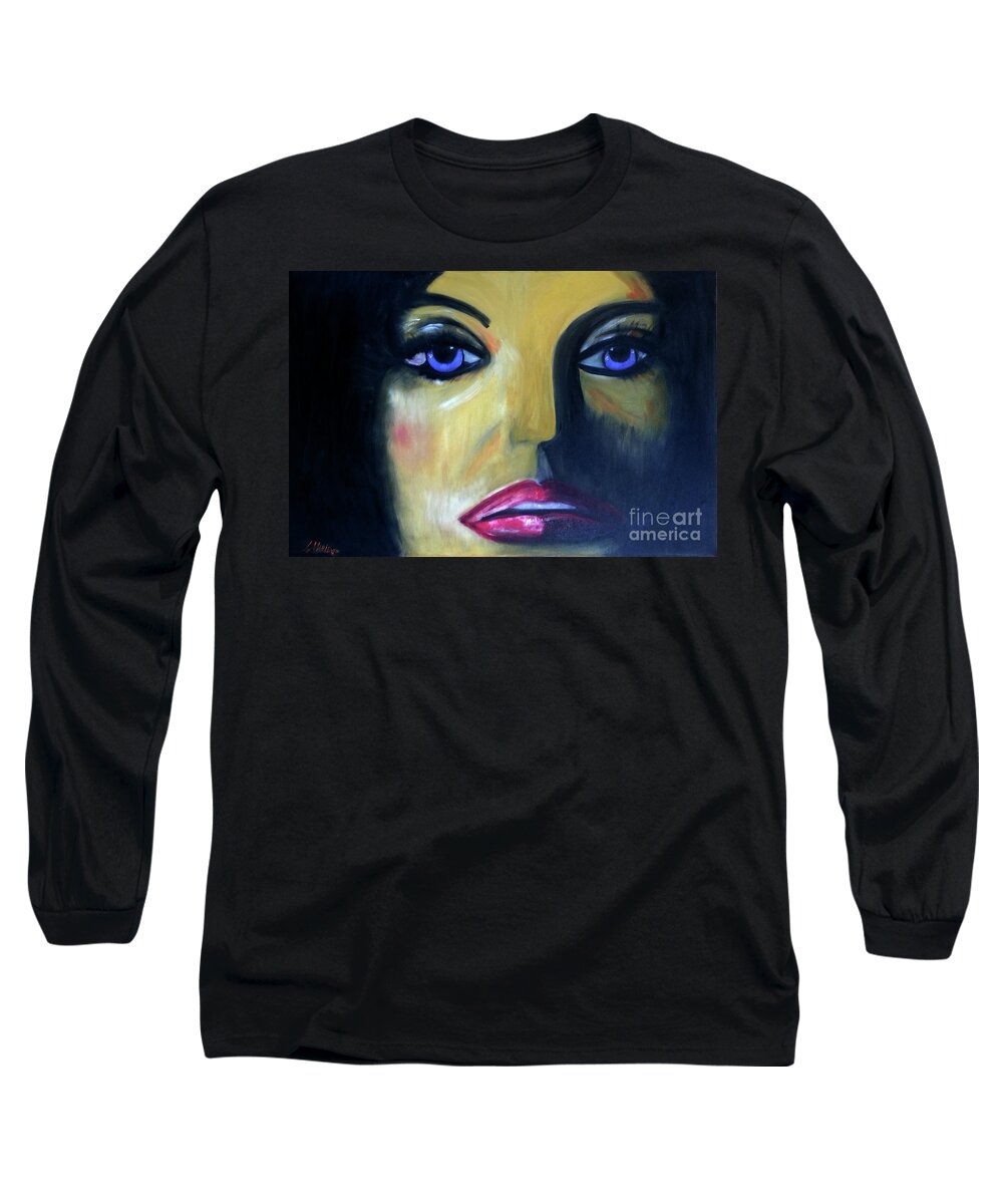 Lady Long Sleeve T-Shirt featuring the painting Serengeti Skies by Artist Linda Marie