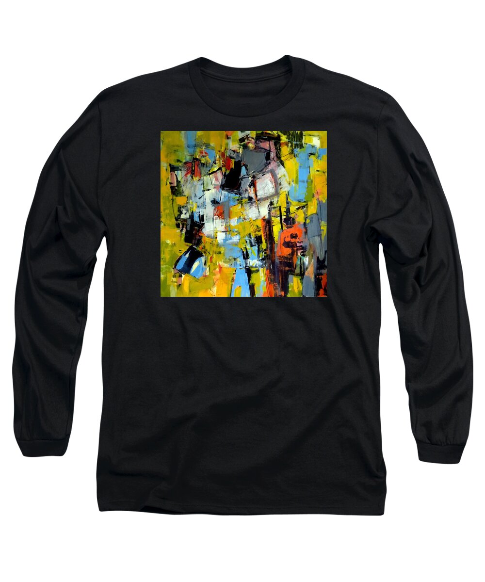 Katie Black Long Sleeve T-Shirt featuring the painting Shades of yellow by Katie Black
