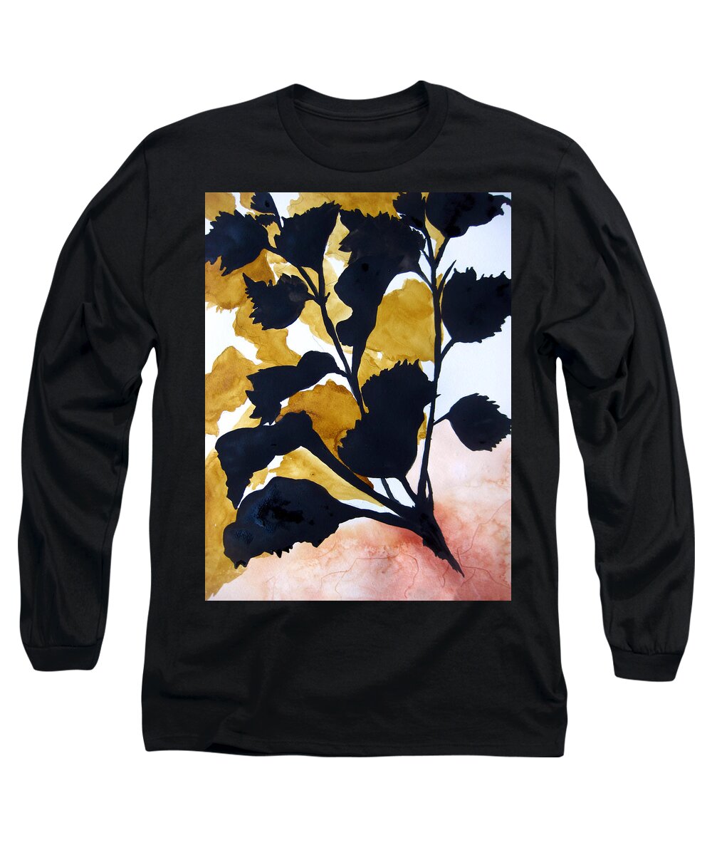 Shadow Long Sleeve T-Shirt featuring the painting Shadow Hibiscus by Lil Taylor