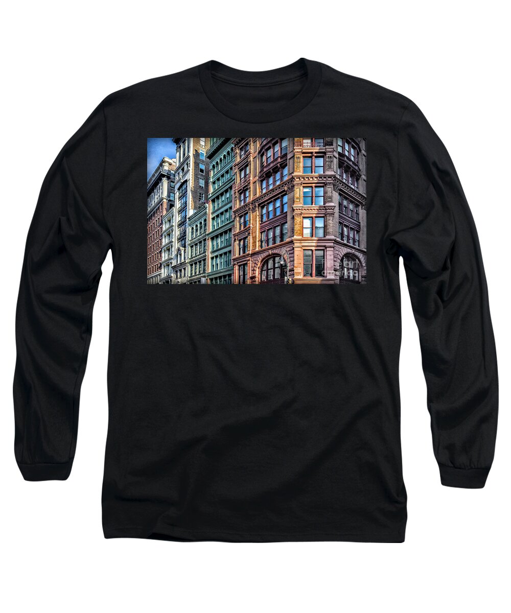 New York City Long Sleeve T-Shirt featuring the photograph Sights in New York City - Colorful Buildings by Walt Foegelle