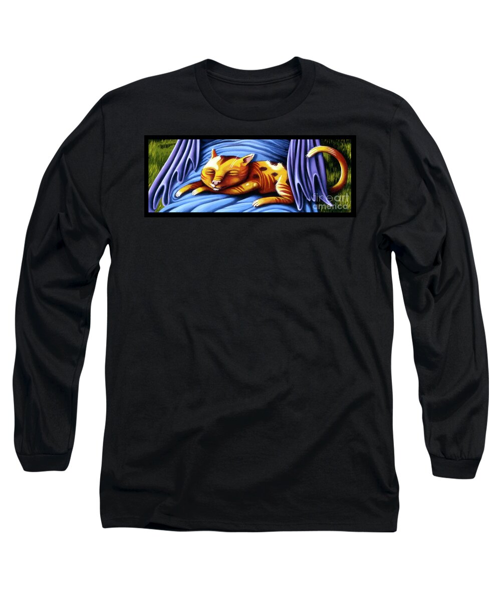 Kitty Long Sleeve T-Shirt featuring the painting Sleeping Kitty by Valerie White