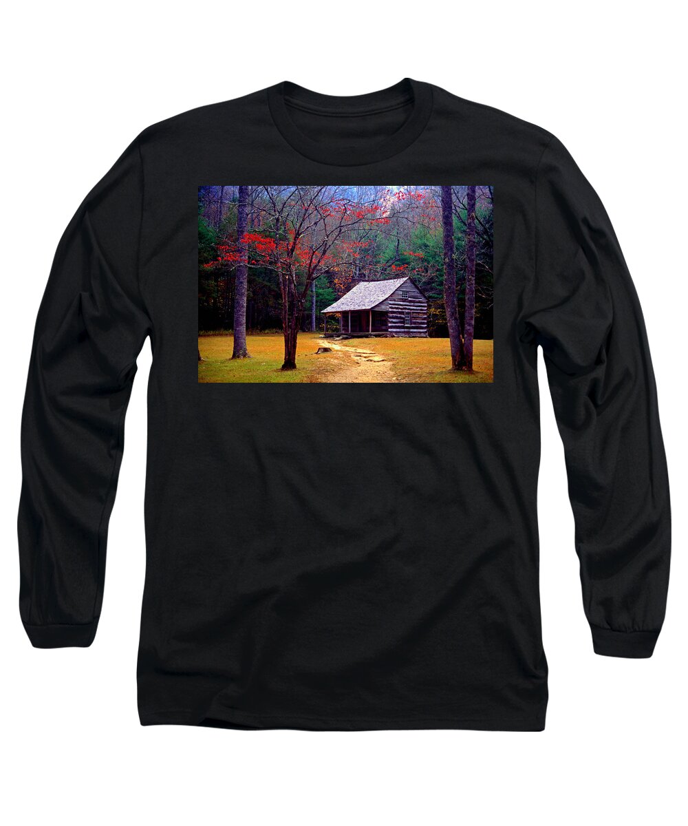 Log Cabin Long Sleeve T-Shirt featuring the photograph Smoky Mtn. Cabin by Paul W Faust - Impressions of Light