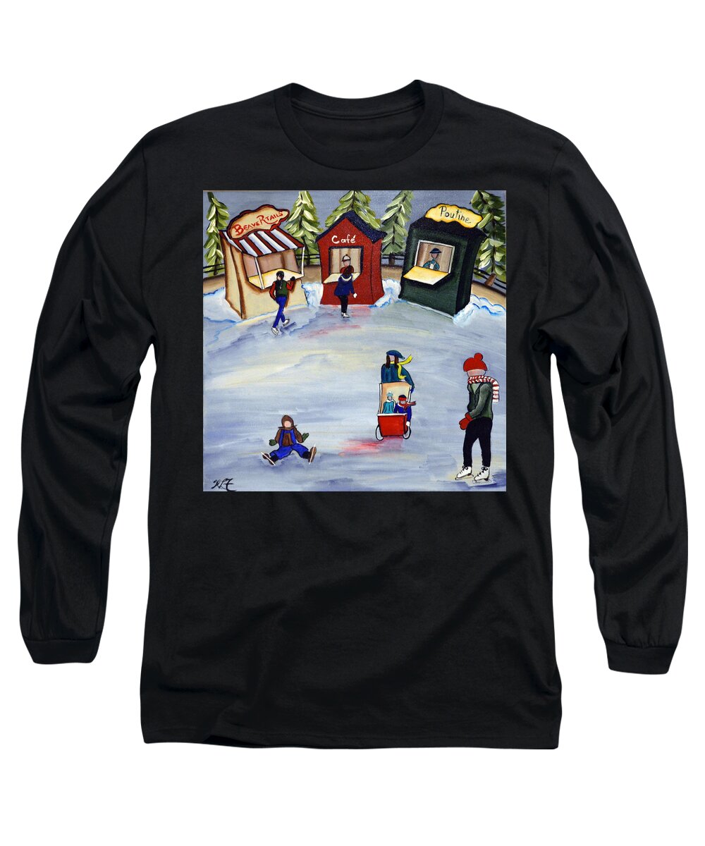 Abstract Long Sleeve T-Shirt featuring the painting Snack Shacks by Heather Lovat-Fraser