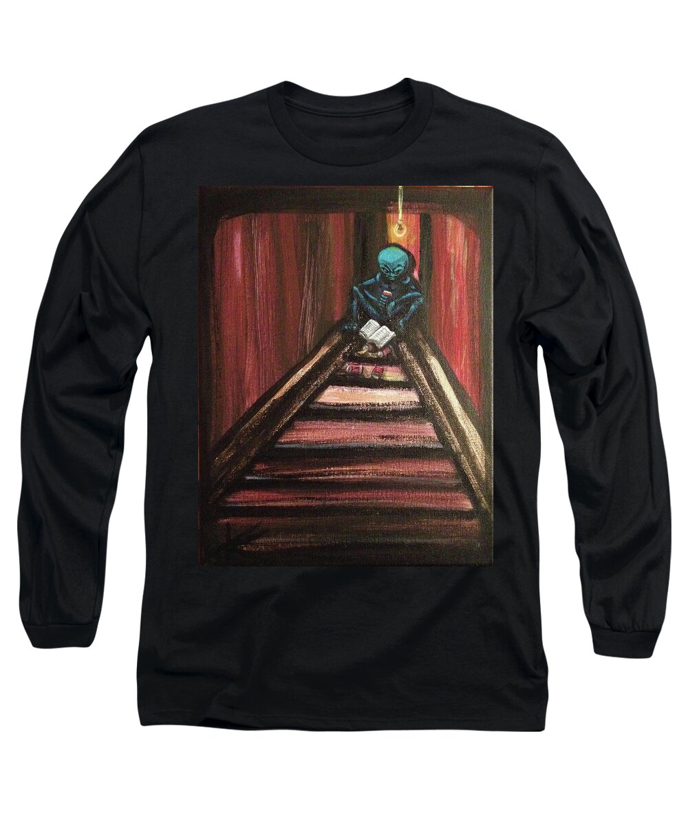 Solamente Long Sleeve T-Shirt featuring the painting Solamente Alien by Similar Alien