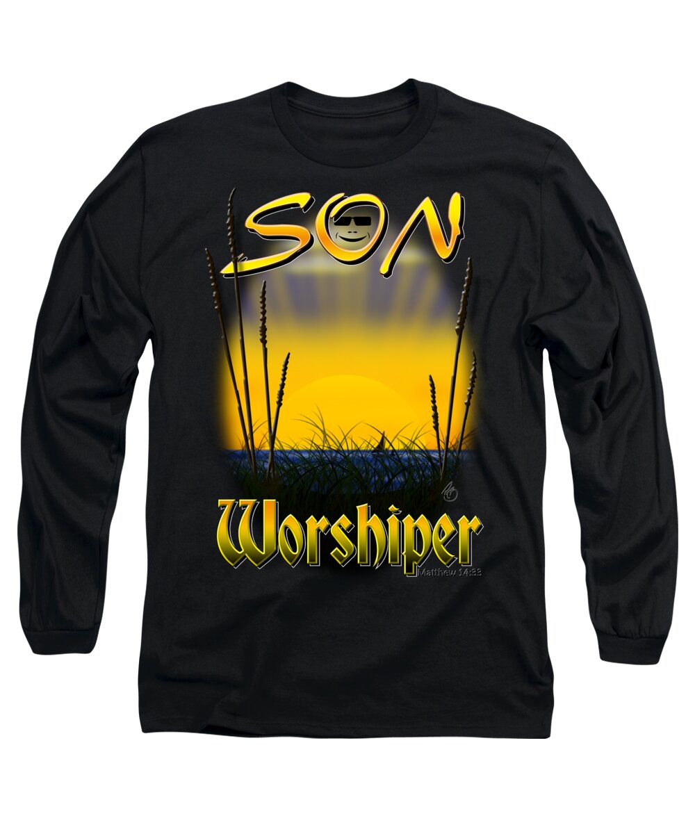 Matthew 14:33 Long Sleeve T-Shirt featuring the digital art Son Worshiper by Rick Bartrand