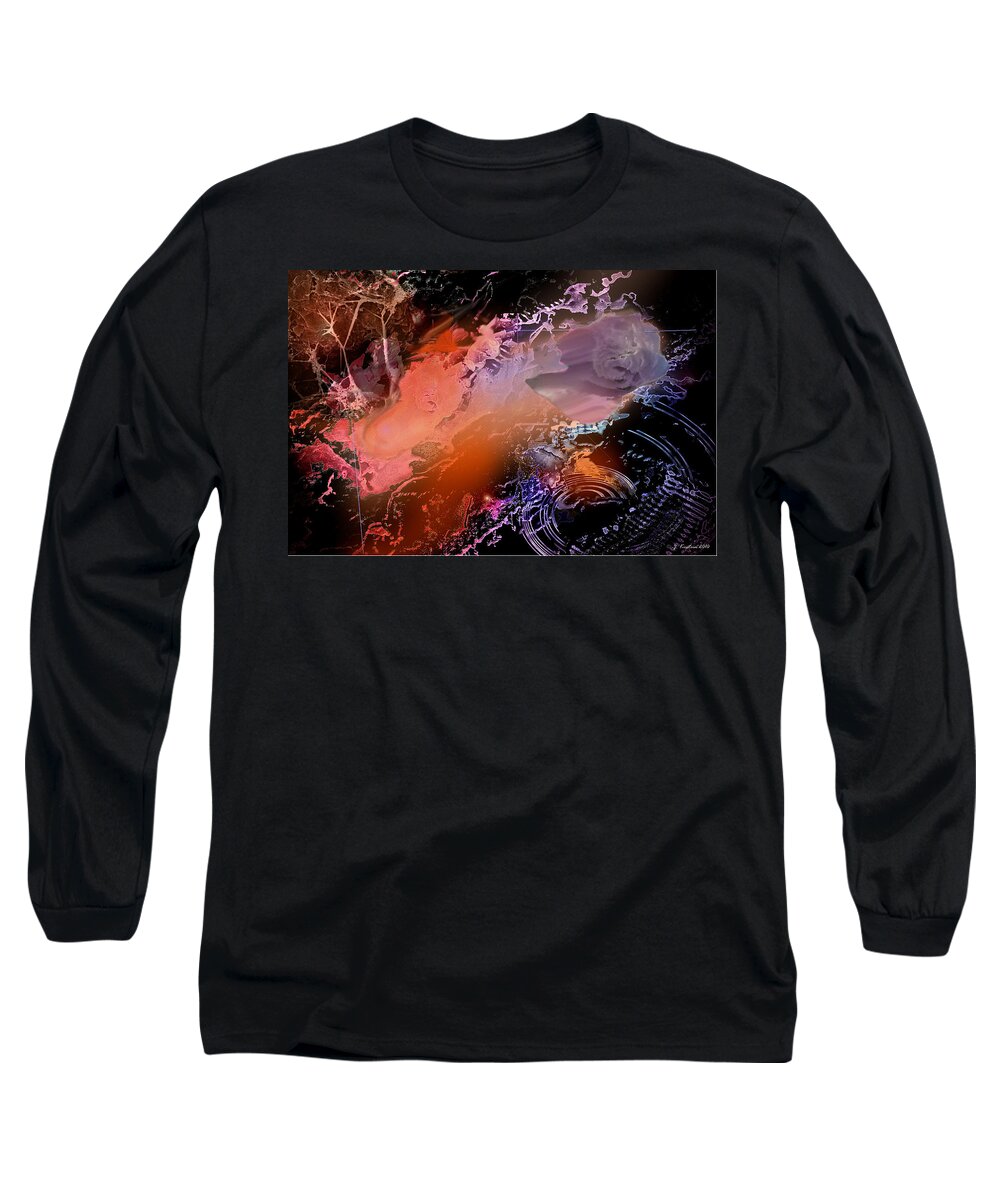 Nano Photography Long Sleeve T-Shirt featuring the mixed media Space Travel 1 by Janis Kirstein