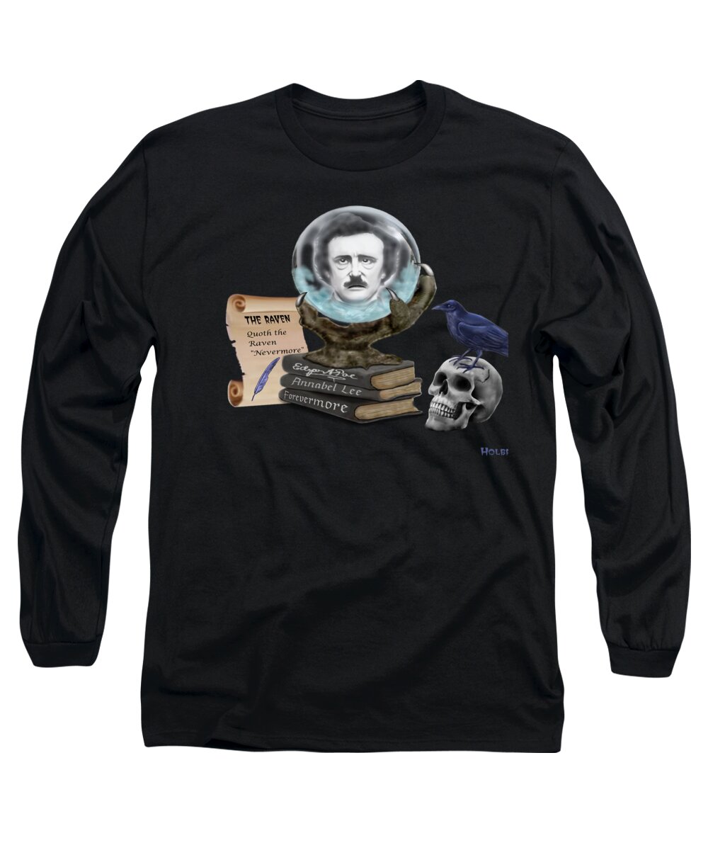 Edgar Allan Poe Long Sleeve T-Shirt featuring the digital art Spirit Of Edgar A. Poe by Glenn Holbrook