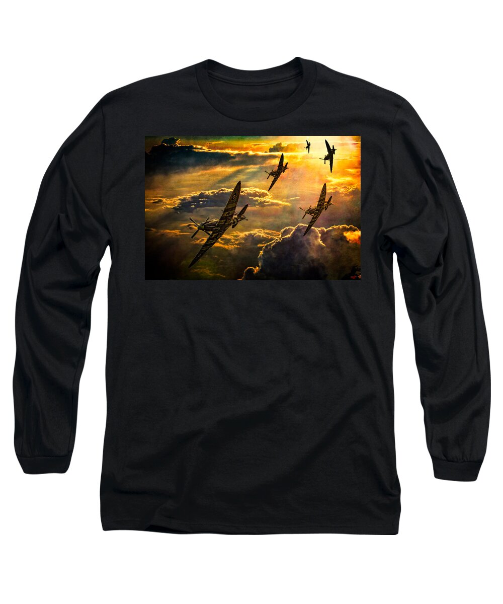Fighter Long Sleeve T-Shirt featuring the photograph Spitfire Attack by Chris Lord
