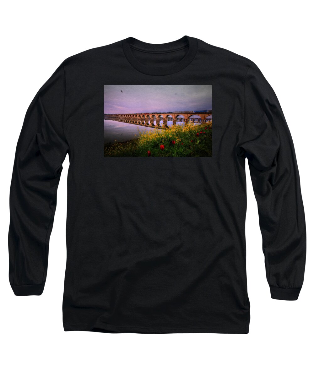 Sunrise Long Sleeve T-Shirt featuring the photograph Springtime Reflections from Shipoke by Shelley Neff
