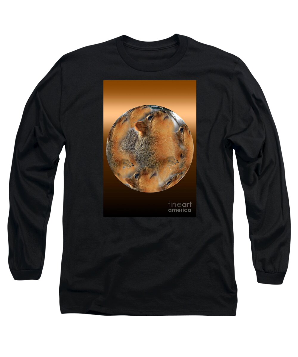 Squirrel Long Sleeve T-Shirt featuring the photograph Squirrel in a Ball by Rick Rauzi