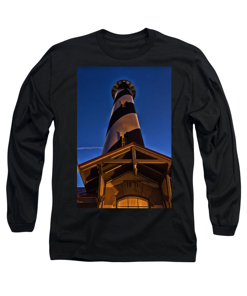St. Augustine Long Sleeve T-Shirt featuring the photograph St. Augustine Lighthouse at Night by Joseph Desiderio