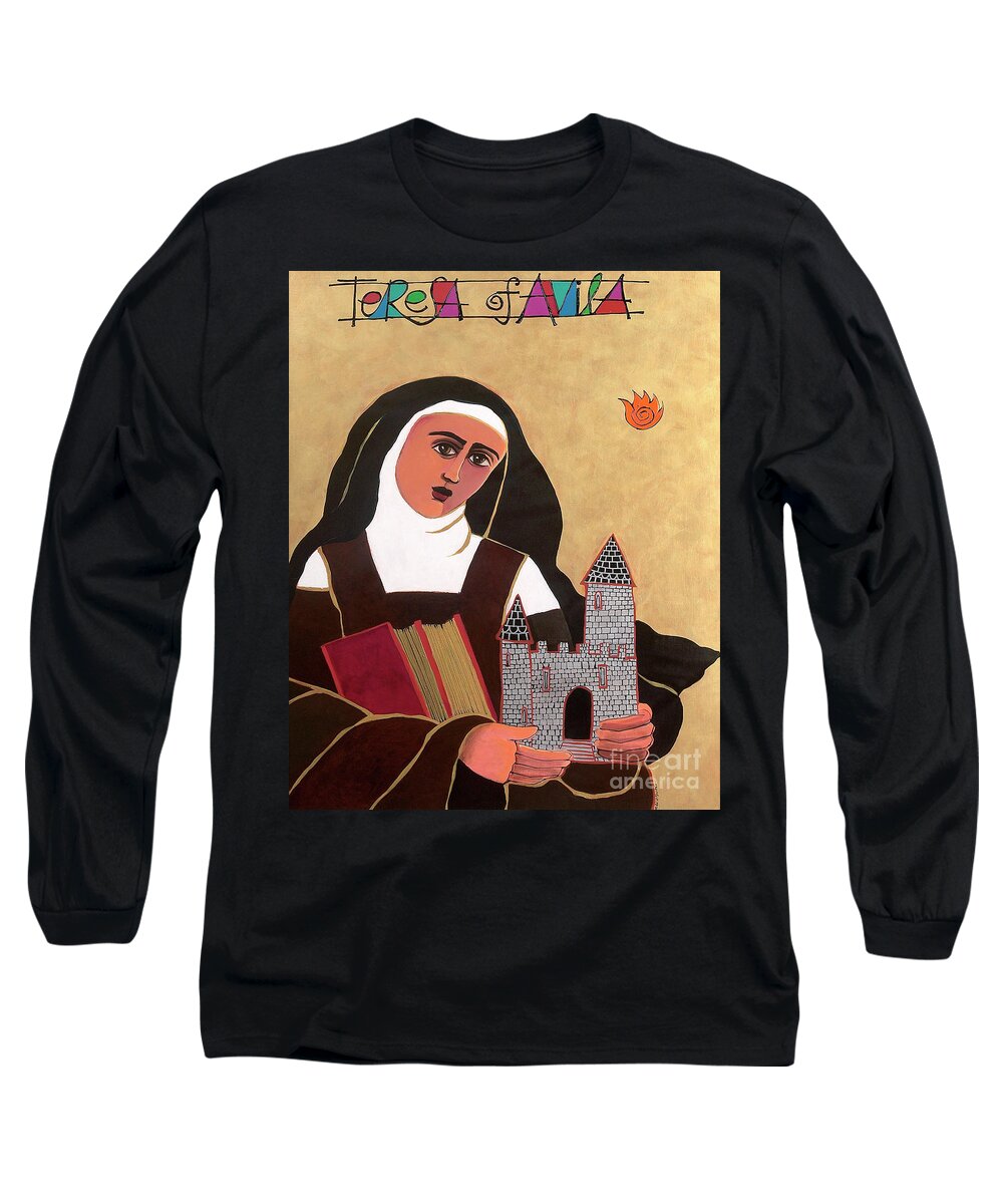 St. Teresa Of Avila Long Sleeve T-Shirt featuring the painting St. Teresa of Avila - MMAVL by Br Mickey McGrath OSFS