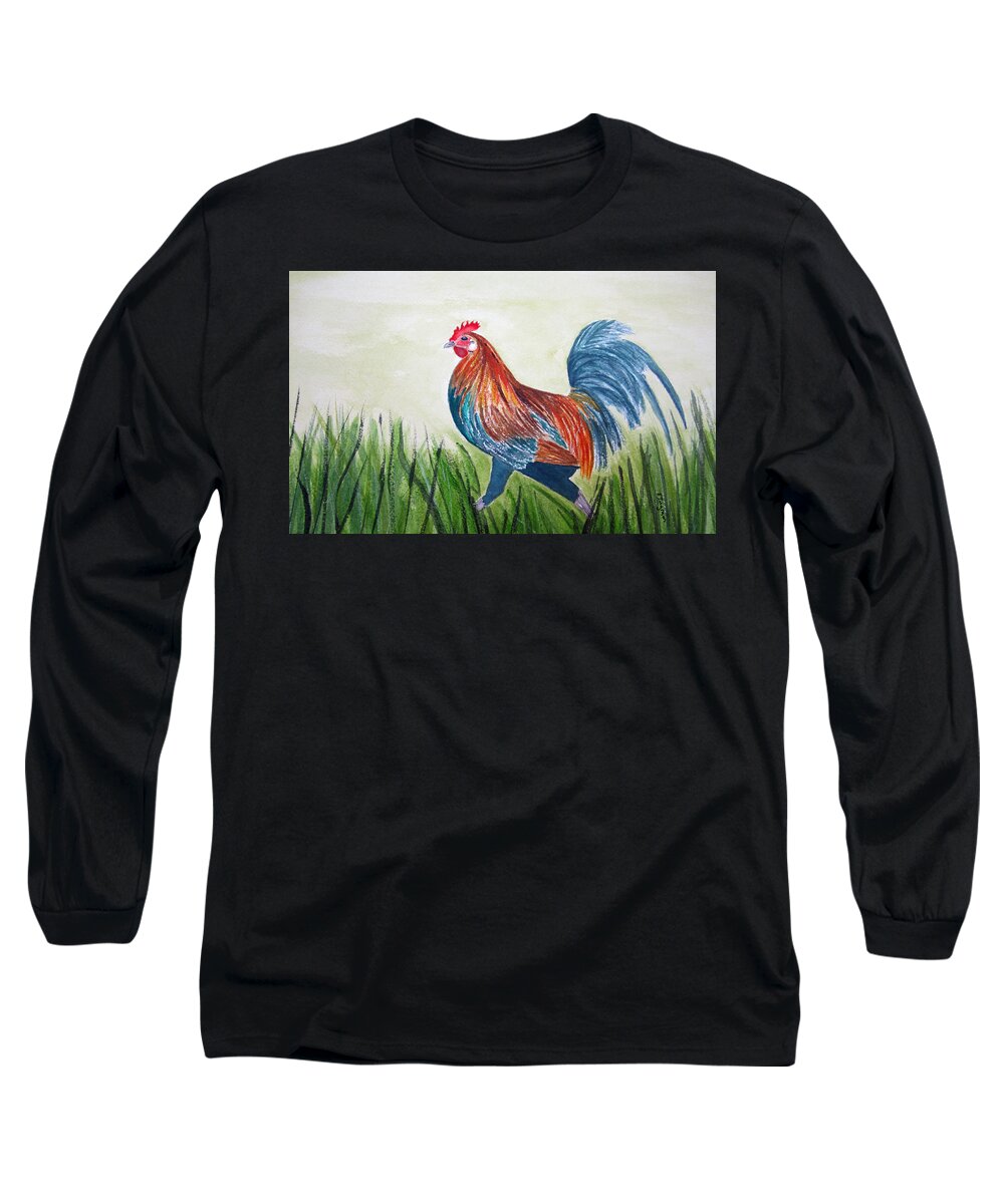 Bird Long Sleeve T-Shirt featuring the painting Proud by Elvira Ingram
