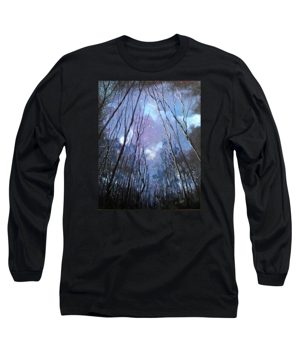 Landscape Long Sleeve T-Shirt featuring the painting Starlight by Barbara O'Toole