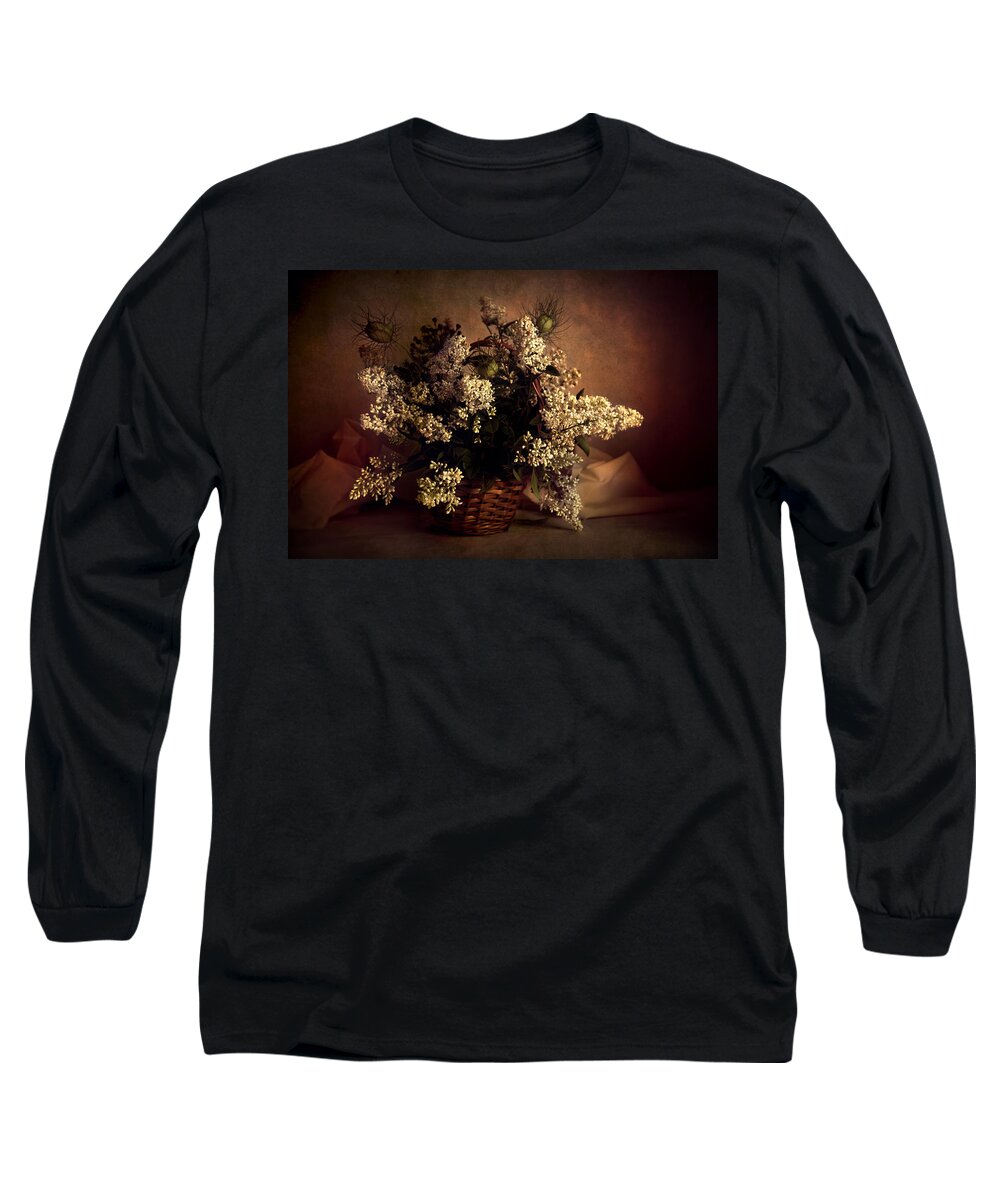 Flowers Long Sleeve T-Shirt featuring the photograph Still life with white flowers in the basket by Jaroslaw Blaminsky