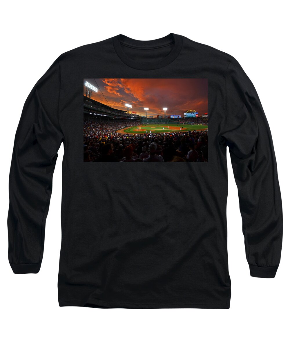Boston Long Sleeve T-Shirt featuring the photograph Storm clouds over Fenway Park by Toby McGuire
