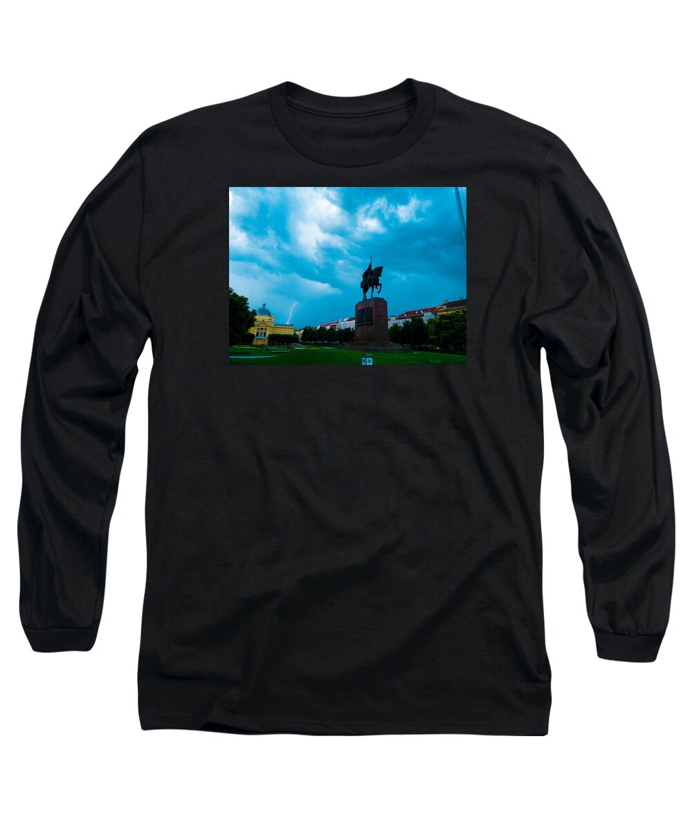  Long Sleeve T-Shirt featuring the photograph Storm over Zagreb by Kristian Dolo
