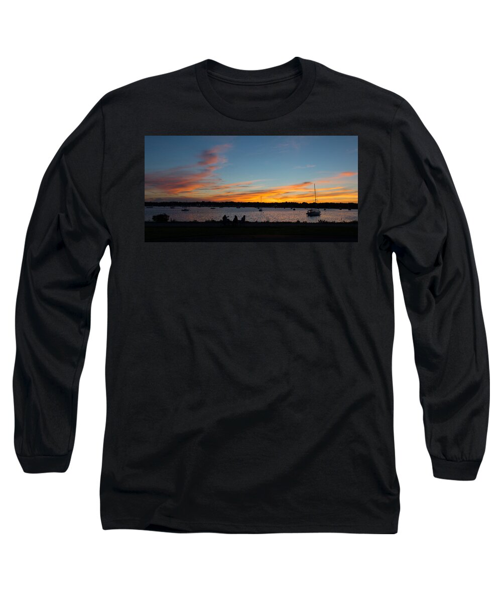 Sunset Landscape At The Beach With Friend Long Sleeve T-Shirt featuring the photograph Summer sunset with friends by Kenneth Cole