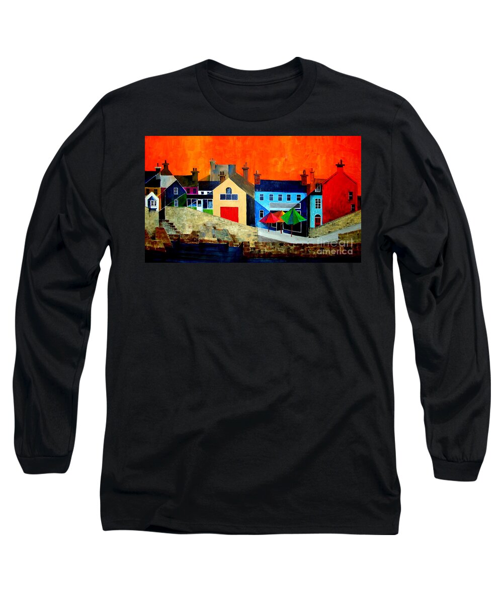 Holiday Long Sleeve T-Shirt featuring the painting The Bulman, Summercove, West Cork by Val Byrne