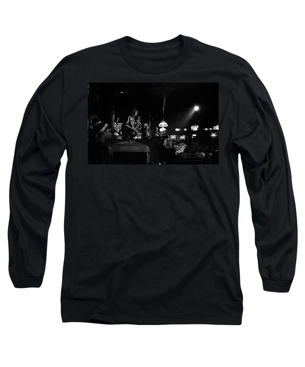 Jazz Long Sleeve T-Shirt featuring the photograph Sun Ra Arkestra at the Red Garter 1970 NYC 21 by Lee Santa