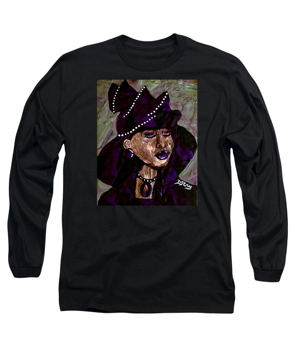 Portrait Long Sleeve T-Shirt featuring the mixed media Sunday Best by Deborah Stanley