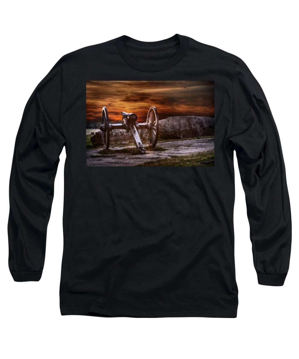 Artillery Long Sleeve T-Shirt featuring the digital art Sunset at Gettysburg by Randy Steele