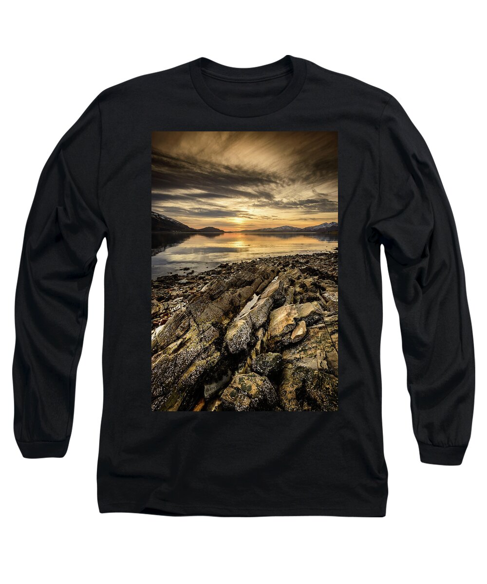 Caledonian Canal Long Sleeve T-Shirt featuring the photograph Sunset, Loch Lochy by Peter OReilly