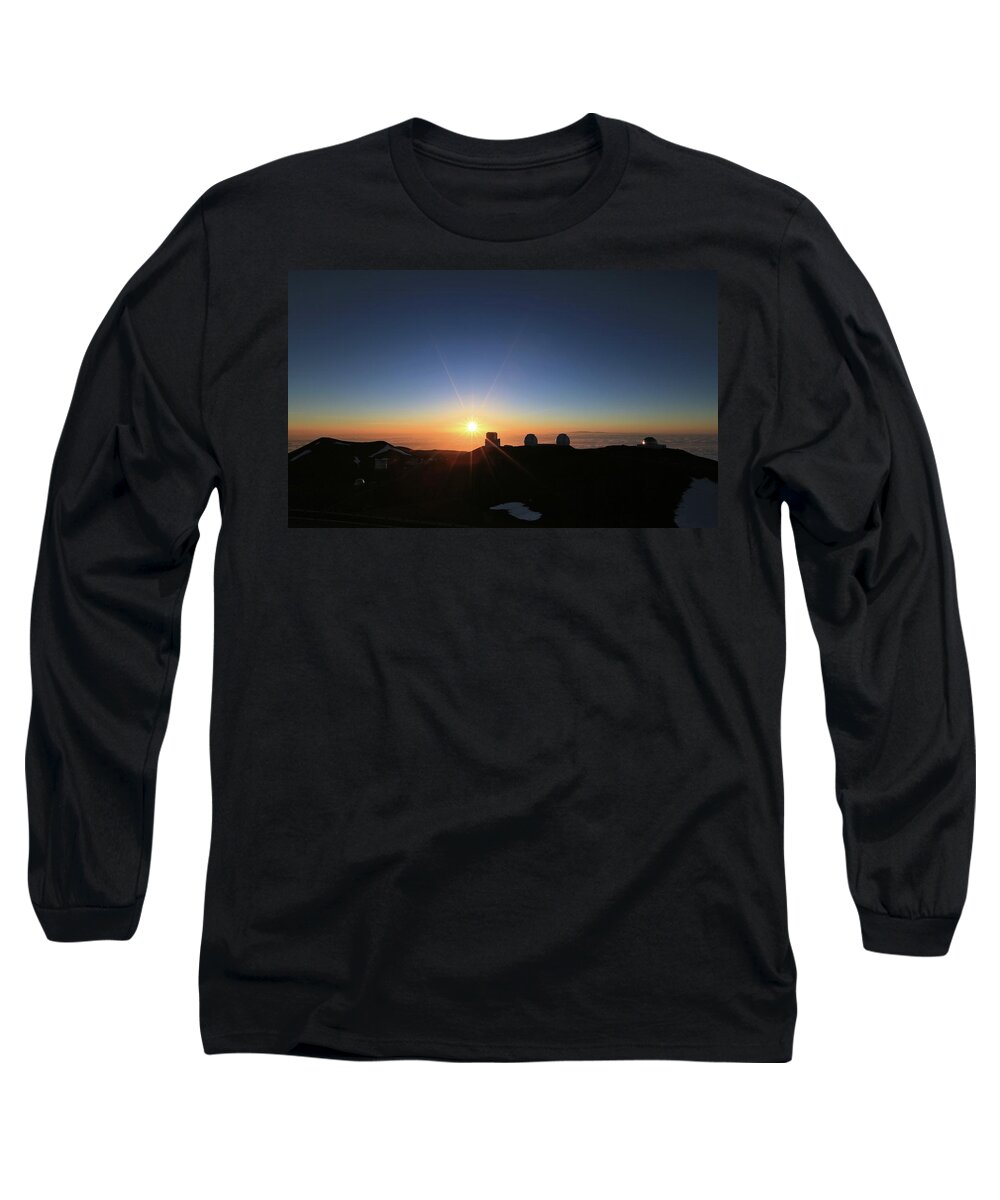 Photosbymch Long Sleeve T-Shirt featuring the photograph Sunset on the Mauna Kea Observatories by M C Hood