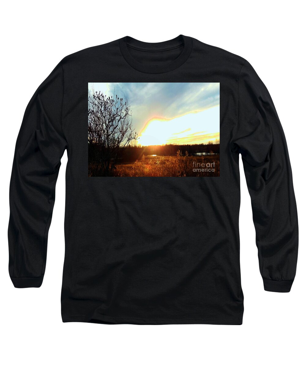 Sunset Over Fields Long Sleeve T-Shirt featuring the photograph Sunset Over Fields by Rockin Docks Deluxephotos