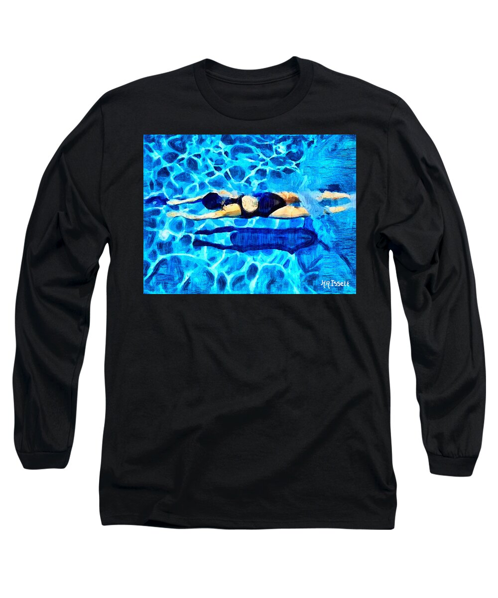 Swim Long Sleeve T-Shirt featuring the digital art Swim and Dive VI by Humphrey Isselt