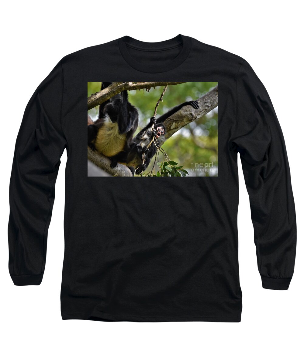 Spider Monkey Long Sleeve T-Shirt featuring the photograph Swinging On A Limb by Julie Adair