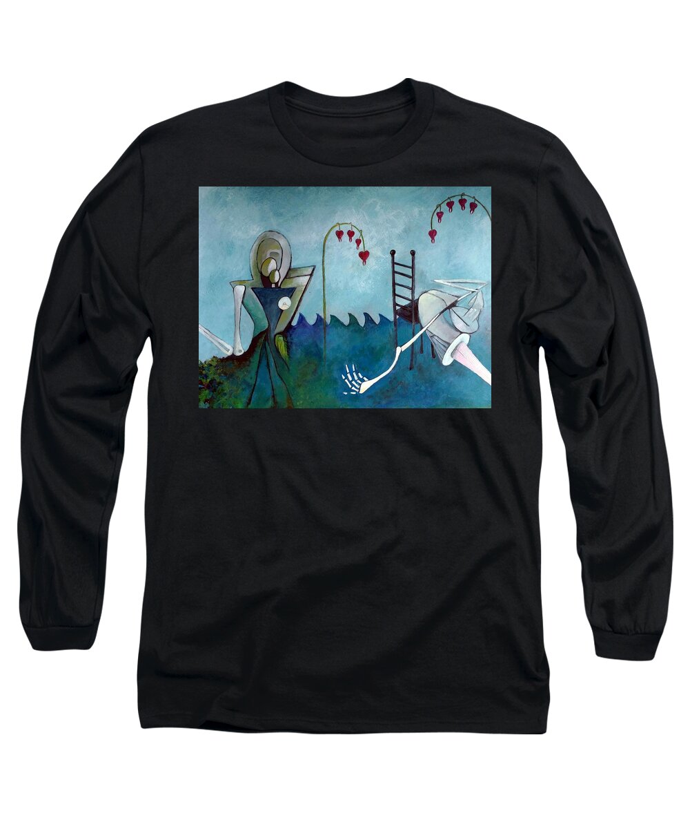 Sea Long Sleeve T-Shirt featuring the painting Tending by Delight Worthyn