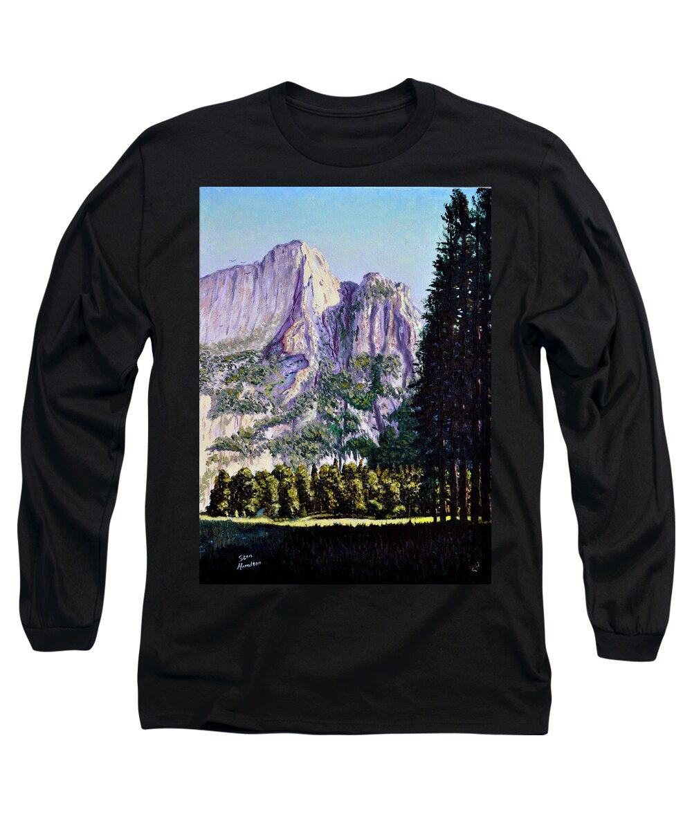 Mountain Long Sleeve T-Shirt featuring the painting Tetons by Stan Hamilton