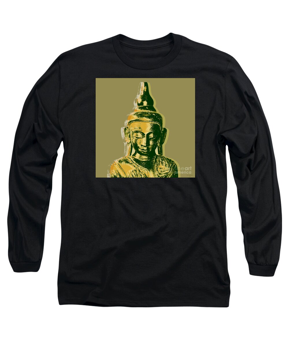 Thai Long Sleeve T-Shirt featuring the digital art Thai Buddha #4 Pop Art Warhol style print. by Jean luc Comperat