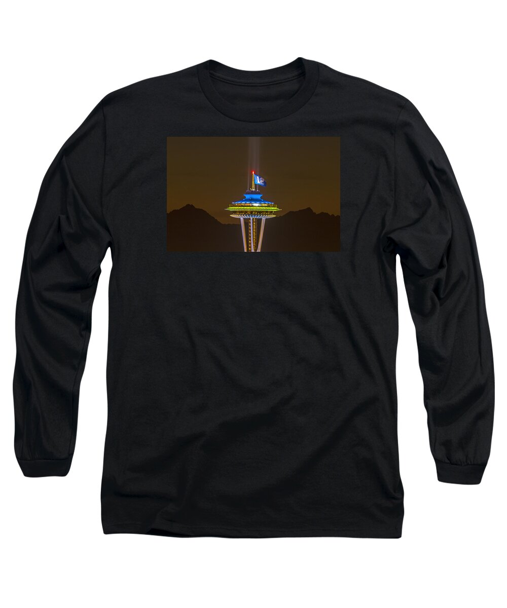 Space Needle Long Sleeve T-Shirt featuring the photograph The 12th Man Space Needle by Matt McDonald