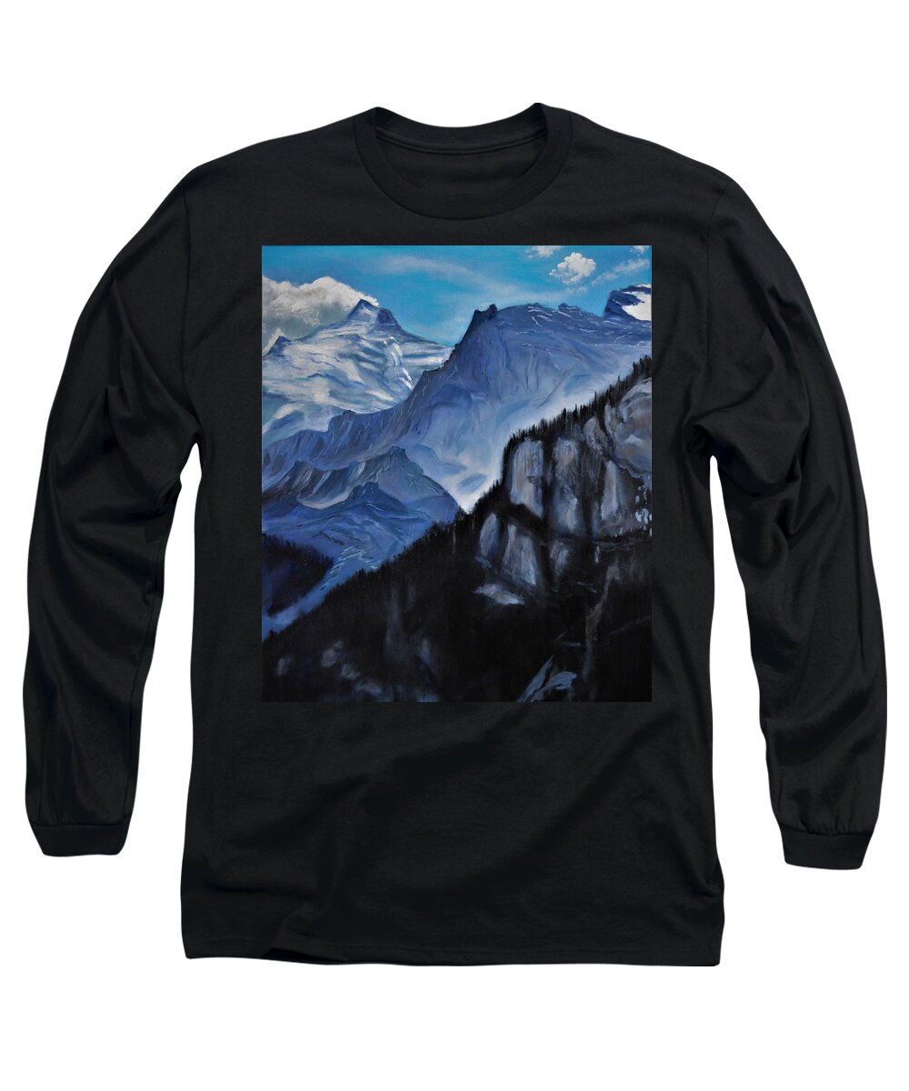 Mountains Long Sleeve T-Shirt featuring the painting The Alps in my Dreams by Julie Wittwer
