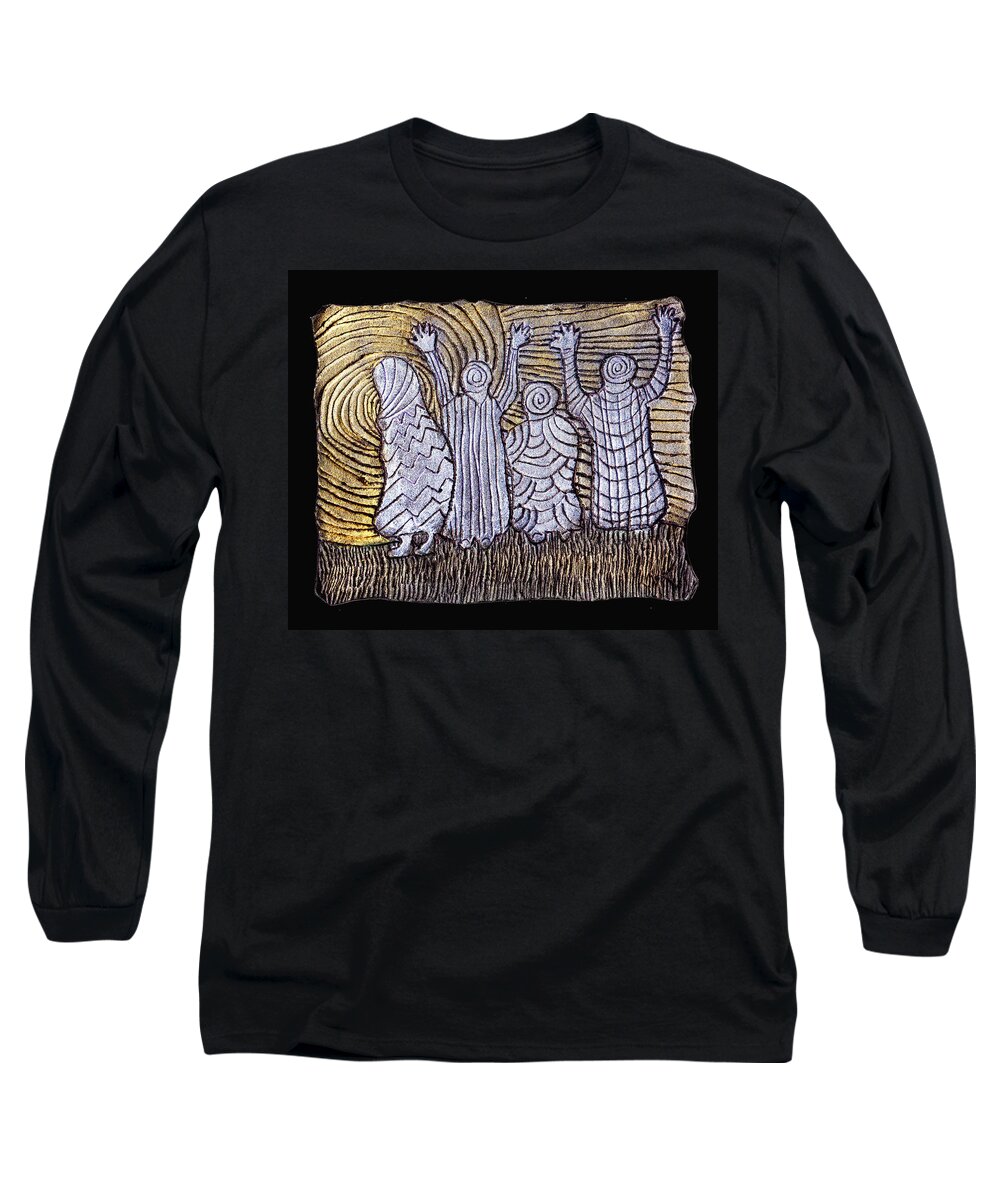Spirits Long Sleeve T-Shirt featuring the painting The Ancients by Wayne Potrafka