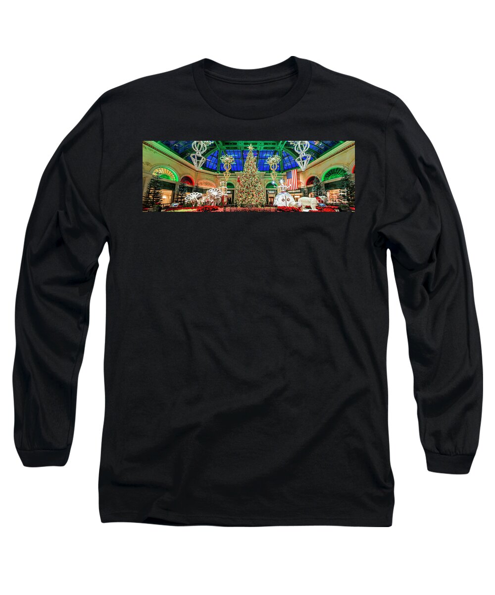 Bellagio Christmas Tree Long Sleeve T-Shirt featuring the photograph The Bellagio Christmas Tree Panorama 2017 by Aloha Art