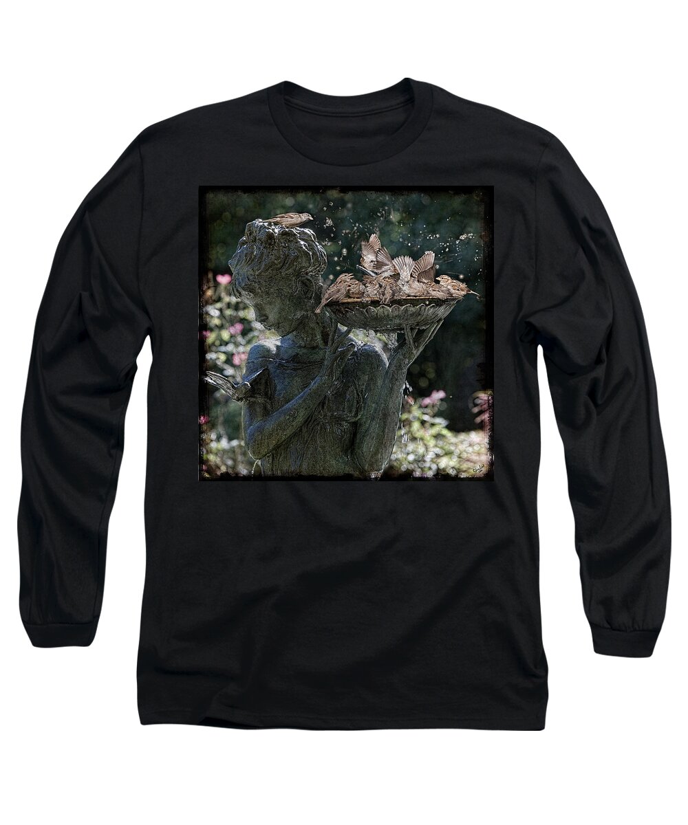 Bird Long Sleeve T-Shirt featuring the photograph The Bird Bath by Chris Lord