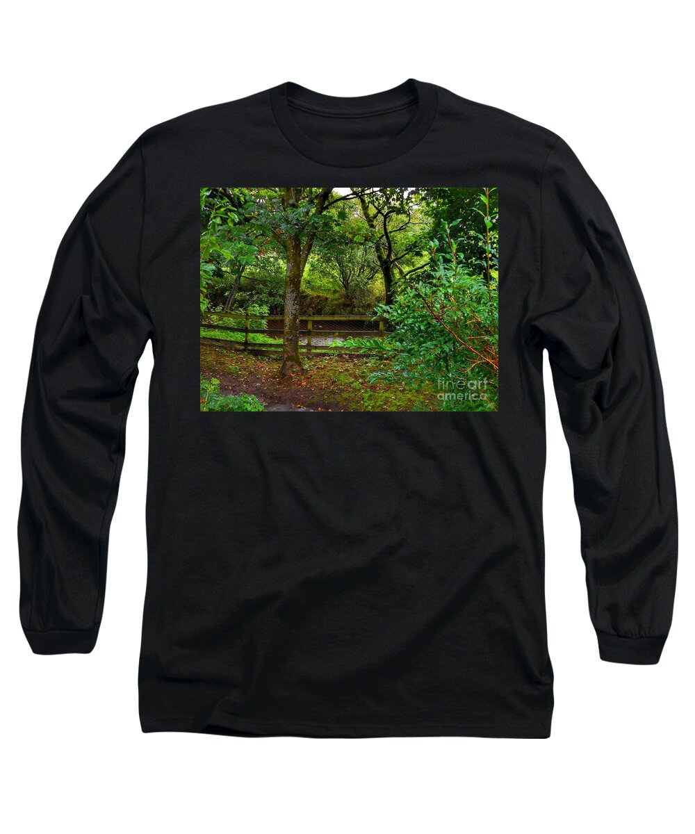 Gibbon's Bridge Long Sleeve T-Shirt featuring the photograph The Brook at Gibbon's Bridge by Joan-Violet Stretch