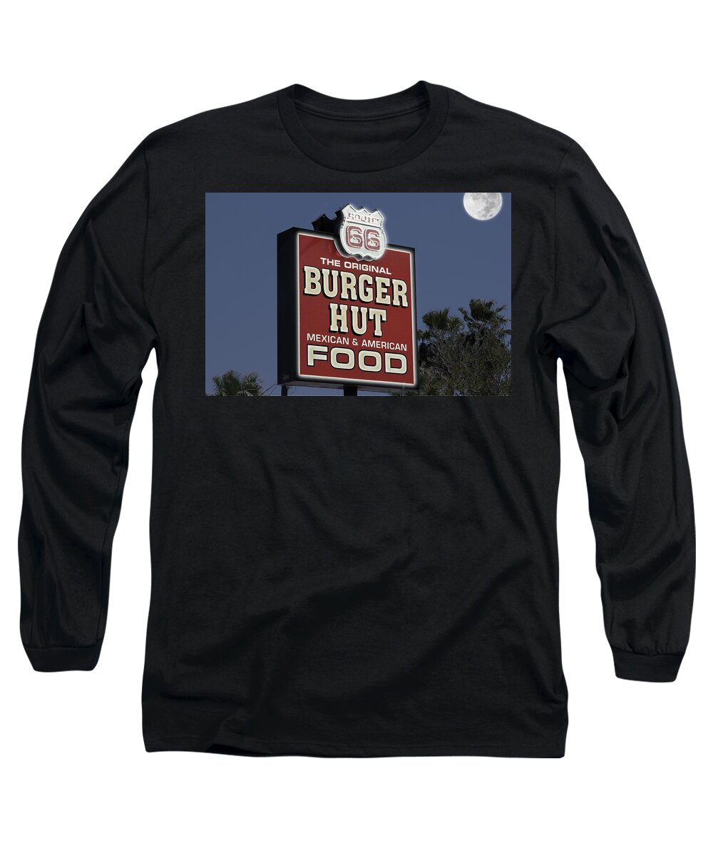 Old West Long Sleeve T-Shirt featuring the photograph The Burger Hut at Night by Colleen Cornelius